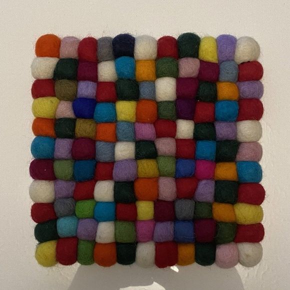 Colorful Durable felt balls Trivet Pot Mat - square - Picture 2 of 5